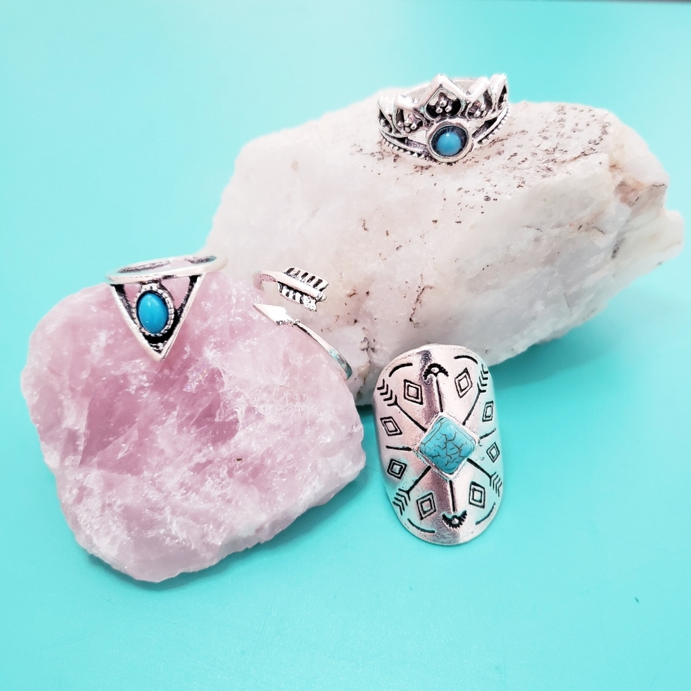 ❌️SOLD❌️Turquoise boho ring bundle